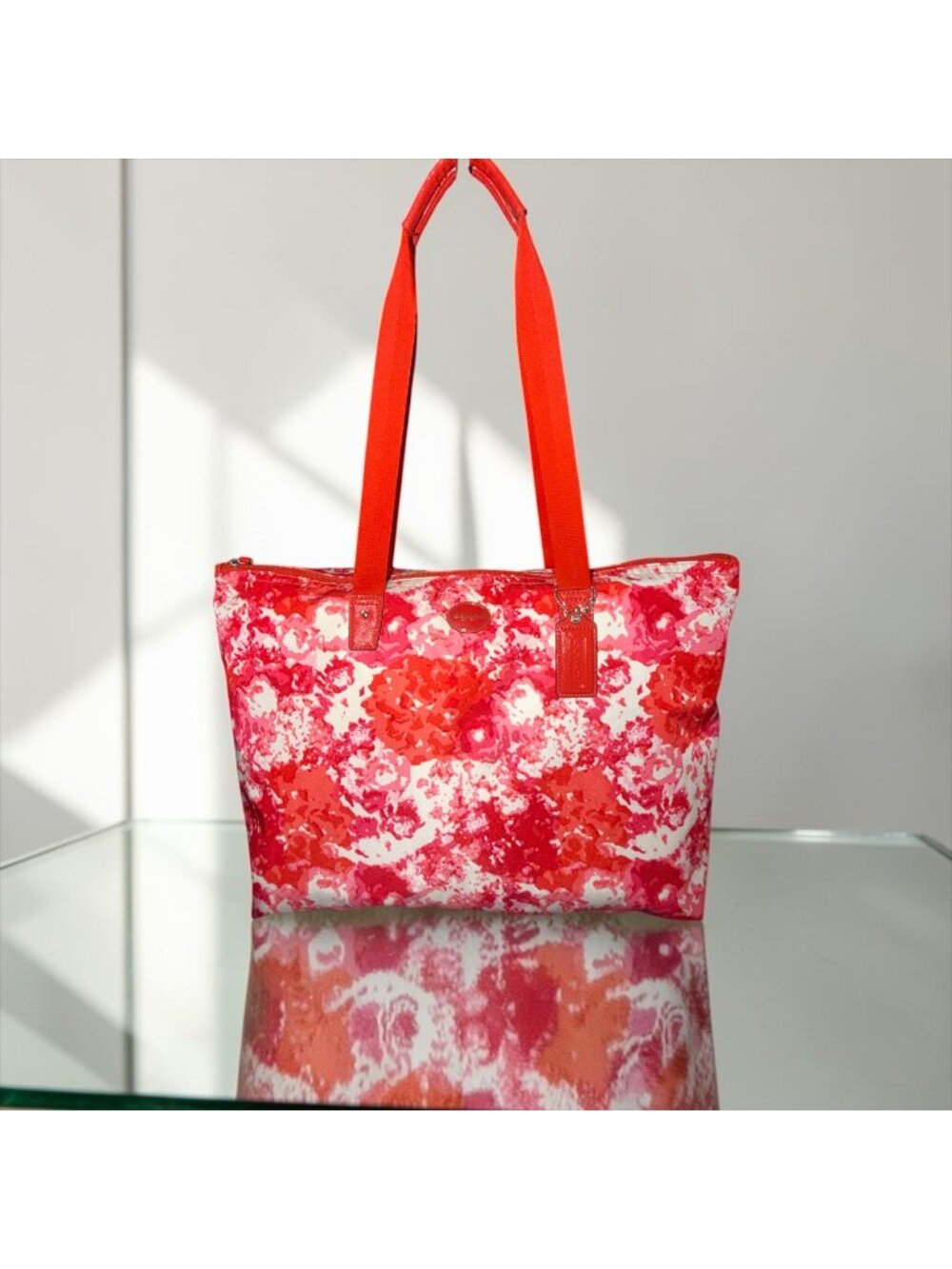 Coach Getaway Packable Weekender Tote F31441 Red Pink Floral Nylon Bag + Pouch